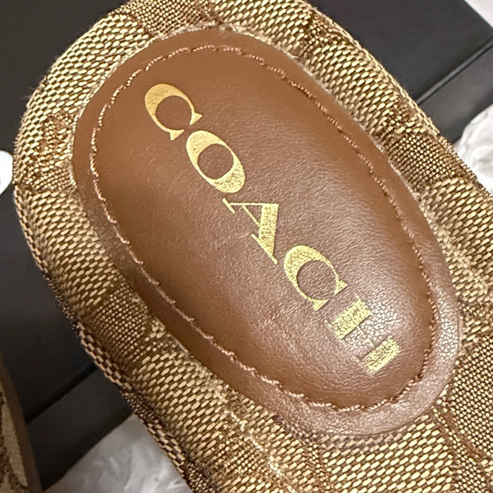 Coach Brown Signature Mules with Gold Accent - Picture 3 of 13